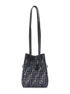 Fendi Origami Small FF Chenille Bucket Bag Dark Blue