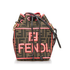 FENDI FENDI 8BS010 Shoulder Bag Canvas/Leather Brown Pink Ladies Fender