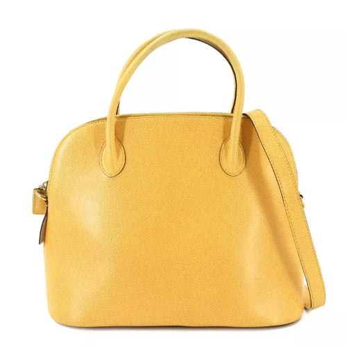 CELINE 2way Hand Shoulder Bag Leather Yellow Vintage 90251327