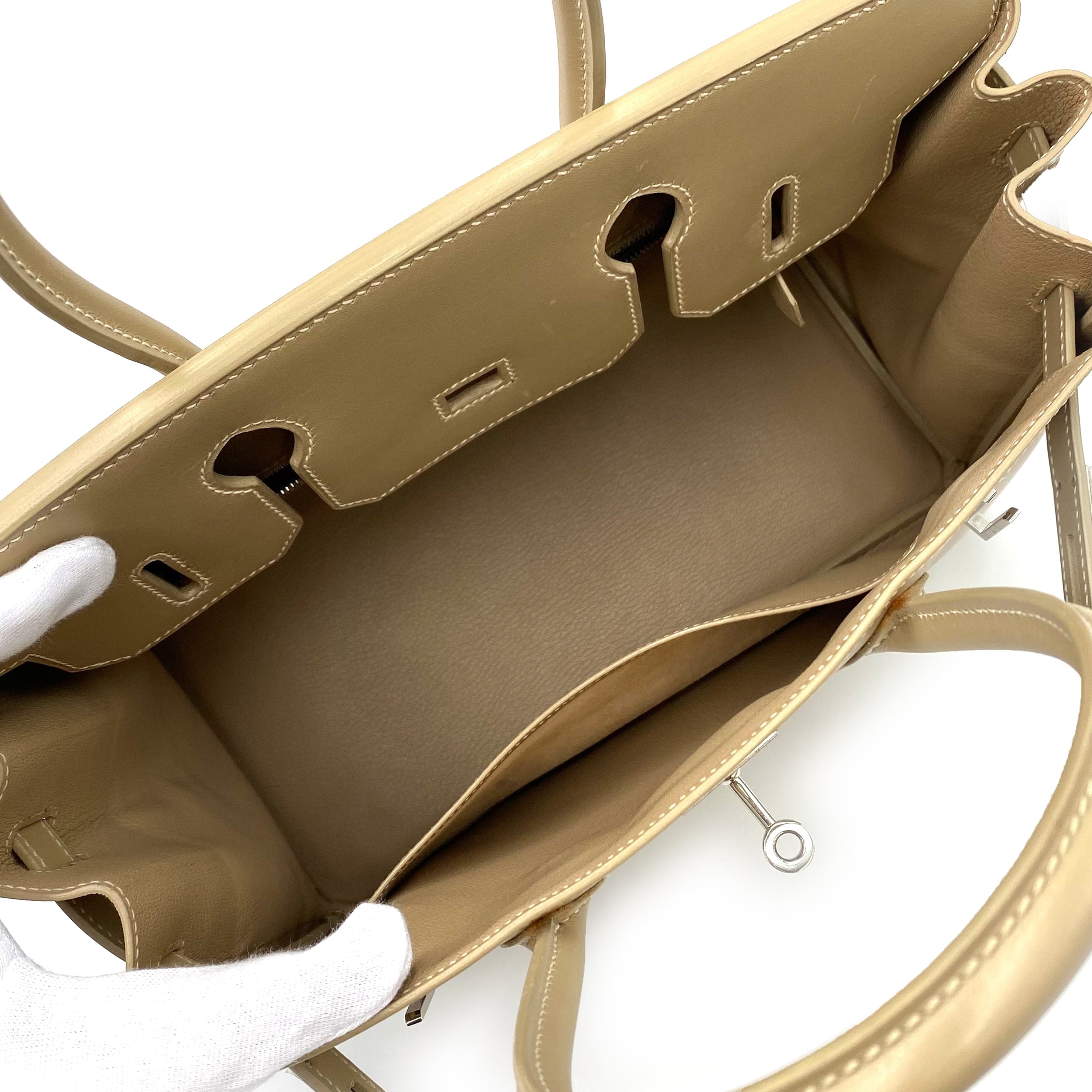 HERMES BIRKIN 30 BEIGE TYPE BOXCALF HAND BAG □G SHW 90232423