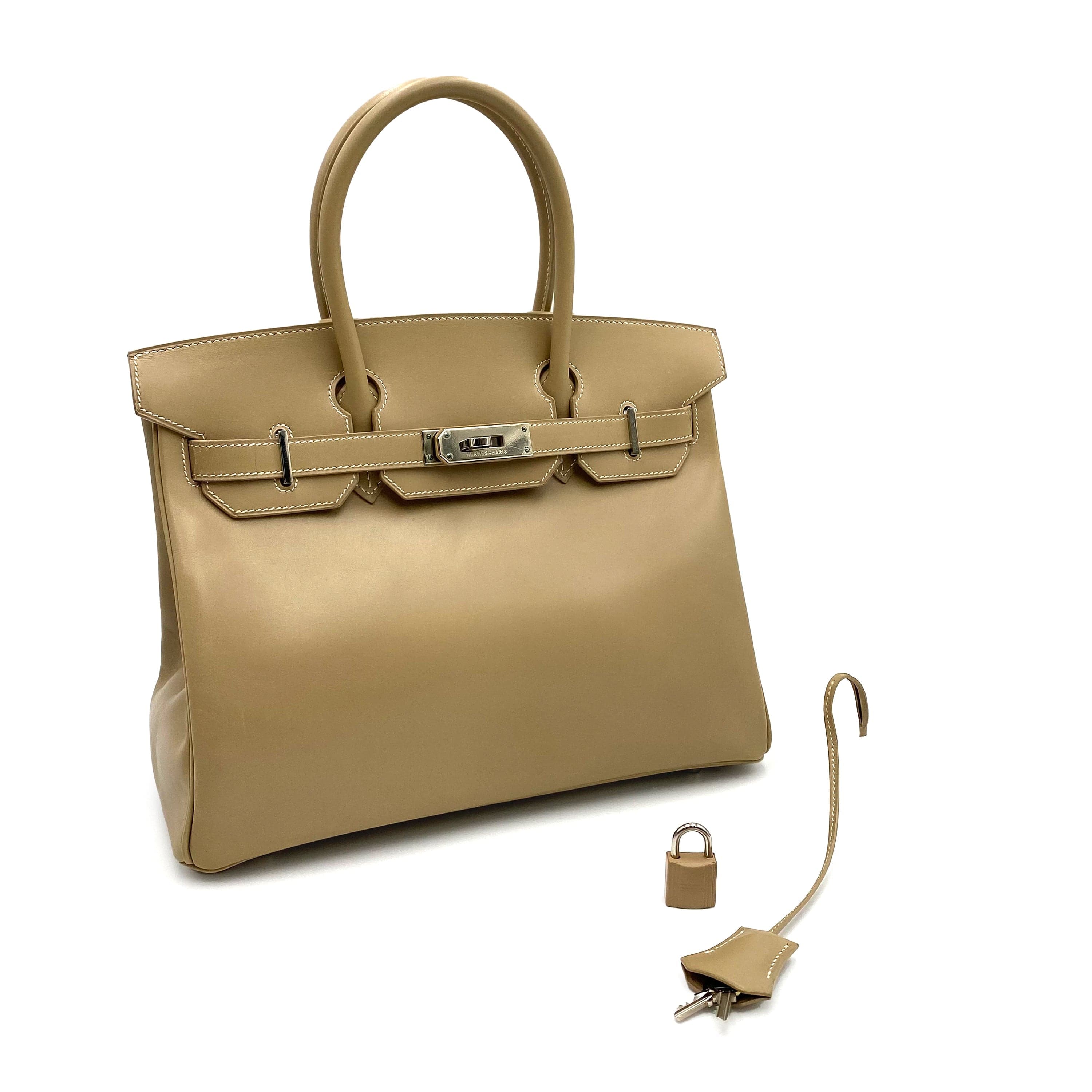 HERMES BIRKIN 30 BEIGE TYPE BOXCALF HAND BAG □G SHW 90232423