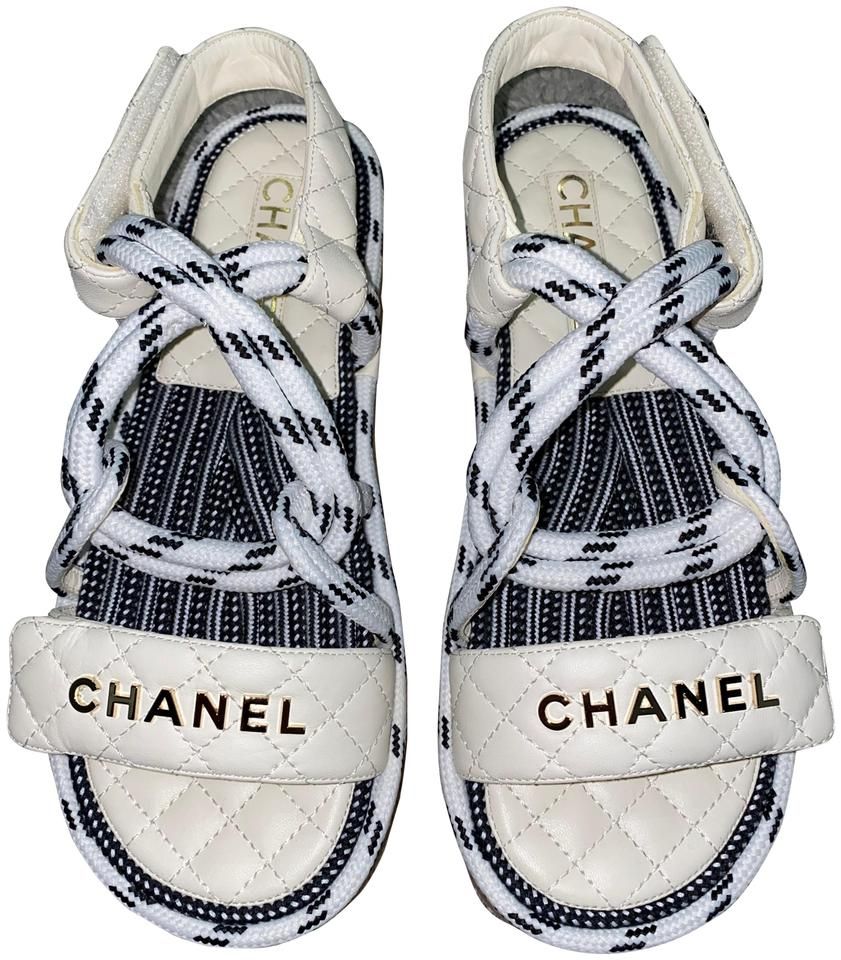 Chanel 20S Cord Lambskin Quilted Logo Sandals