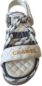 Chanel 20S Cord Lambskin Quilted Logo Sandals