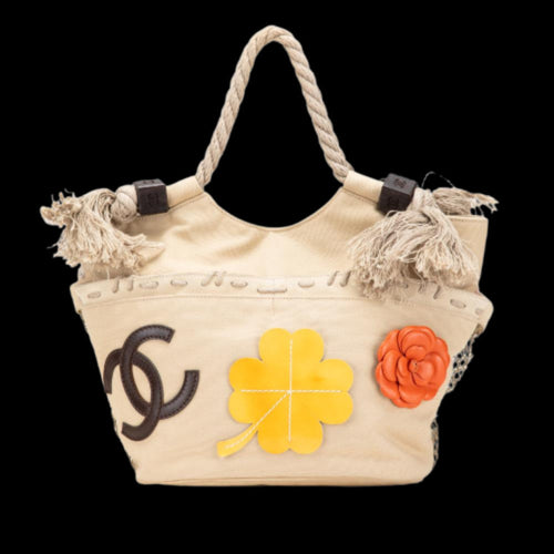Beige Canvas Chanel Tote