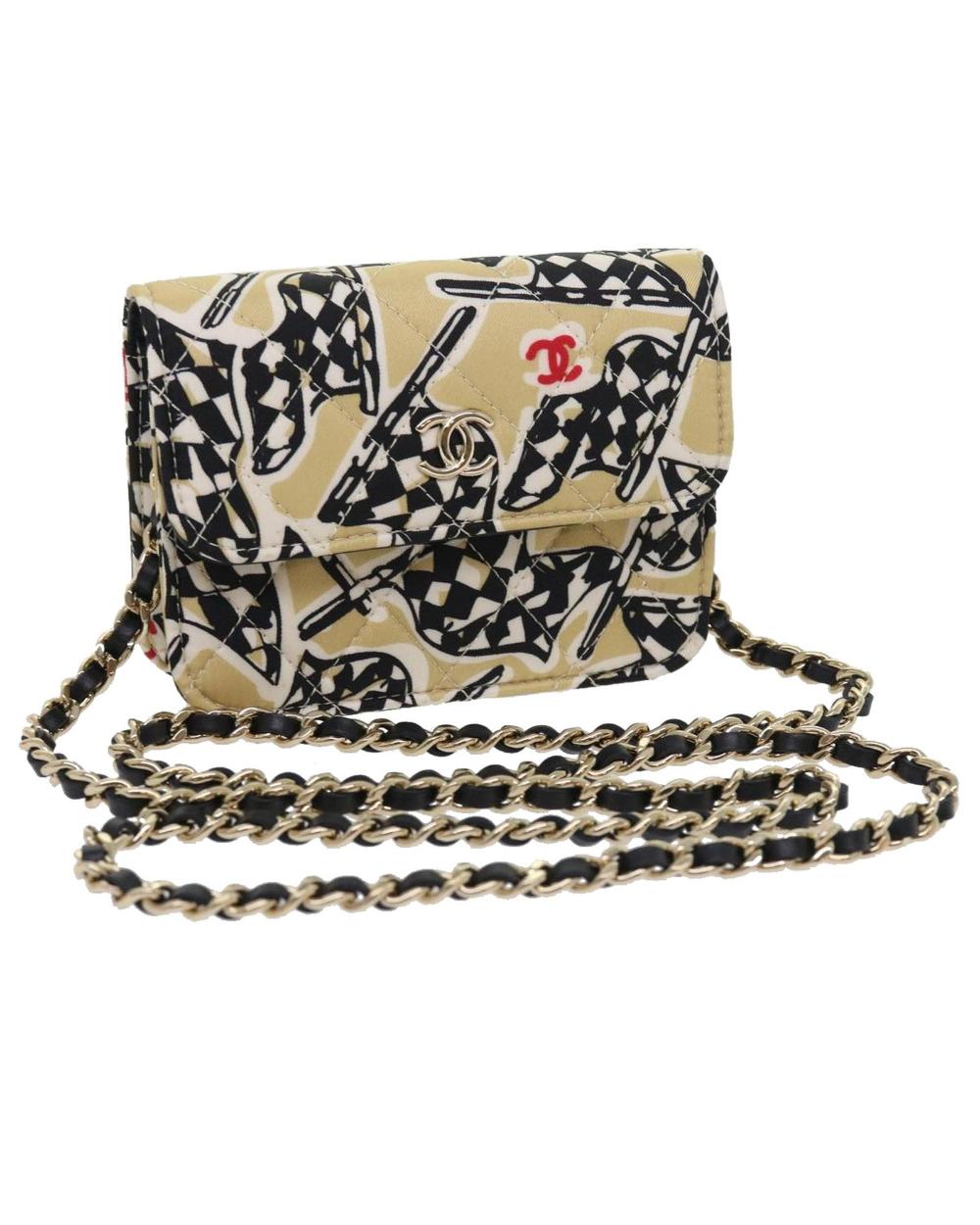 Beige Cotton Chanel Shoulder Bag