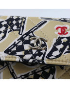 Beige Cotton Chanel Shoulder Bag
