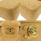 Beige Fabric Chanel Shoulder Bag