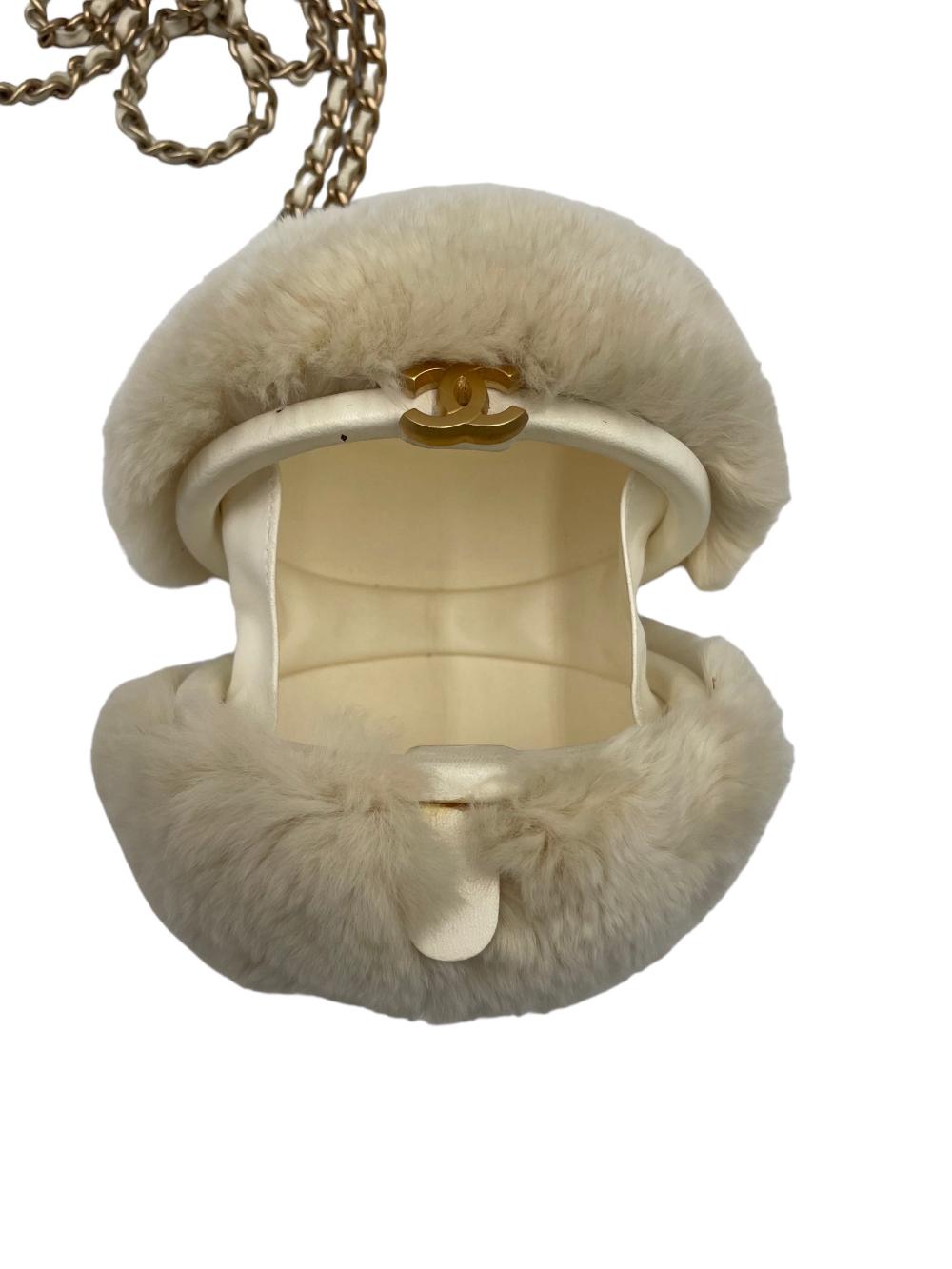 Beige Fur Chanel Crossbody Bag