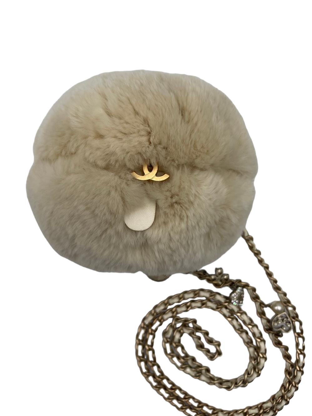 Beige Fur Chanel Crossbody Bag