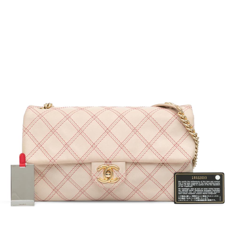 Beige Leather Chanel Crossbody Bag