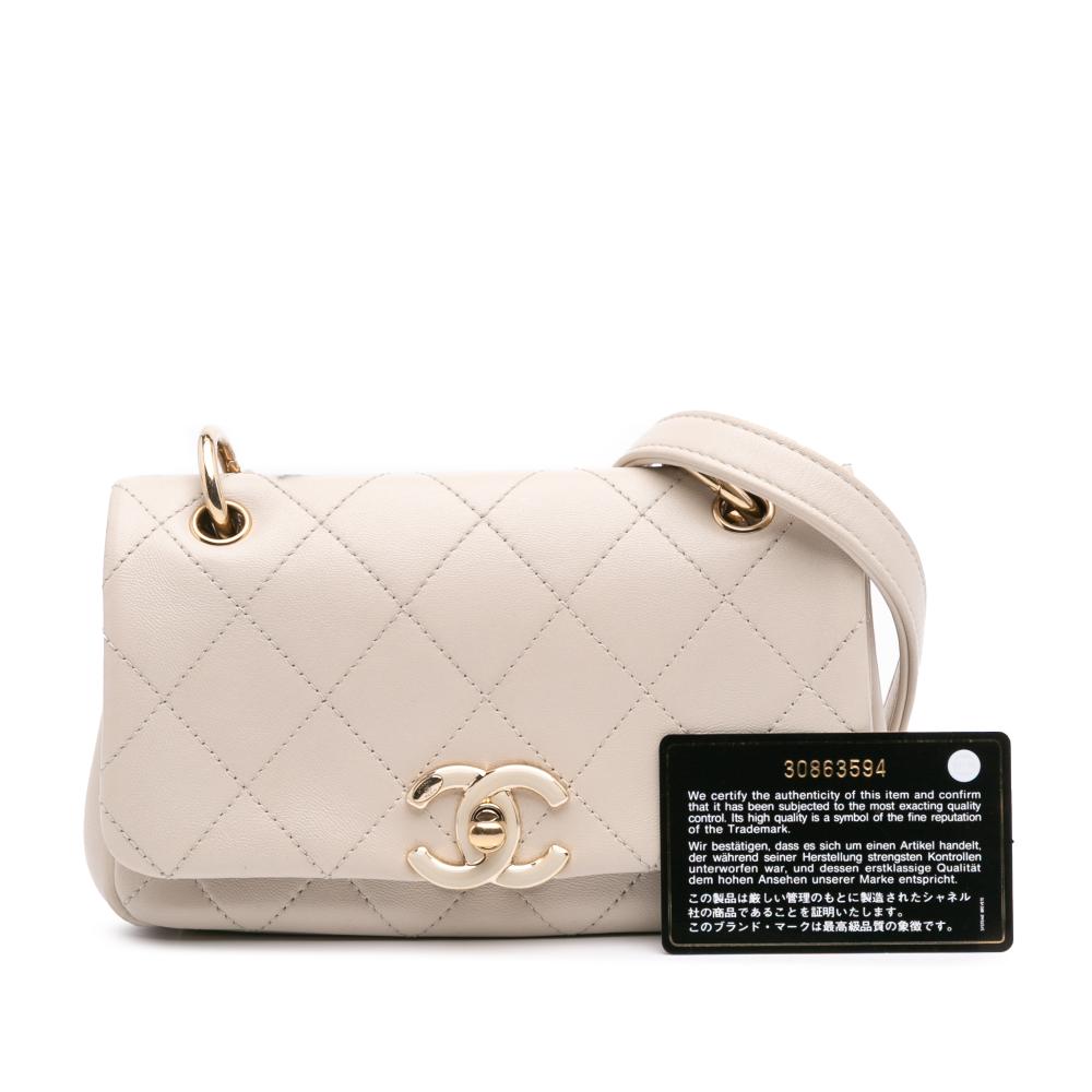 Beige Leather Chanel Crossbody Bag