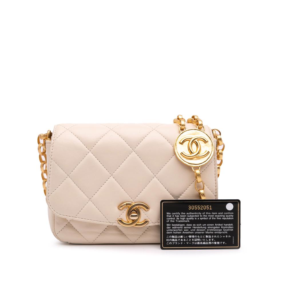 Beige Leather Chanel Flap Bag