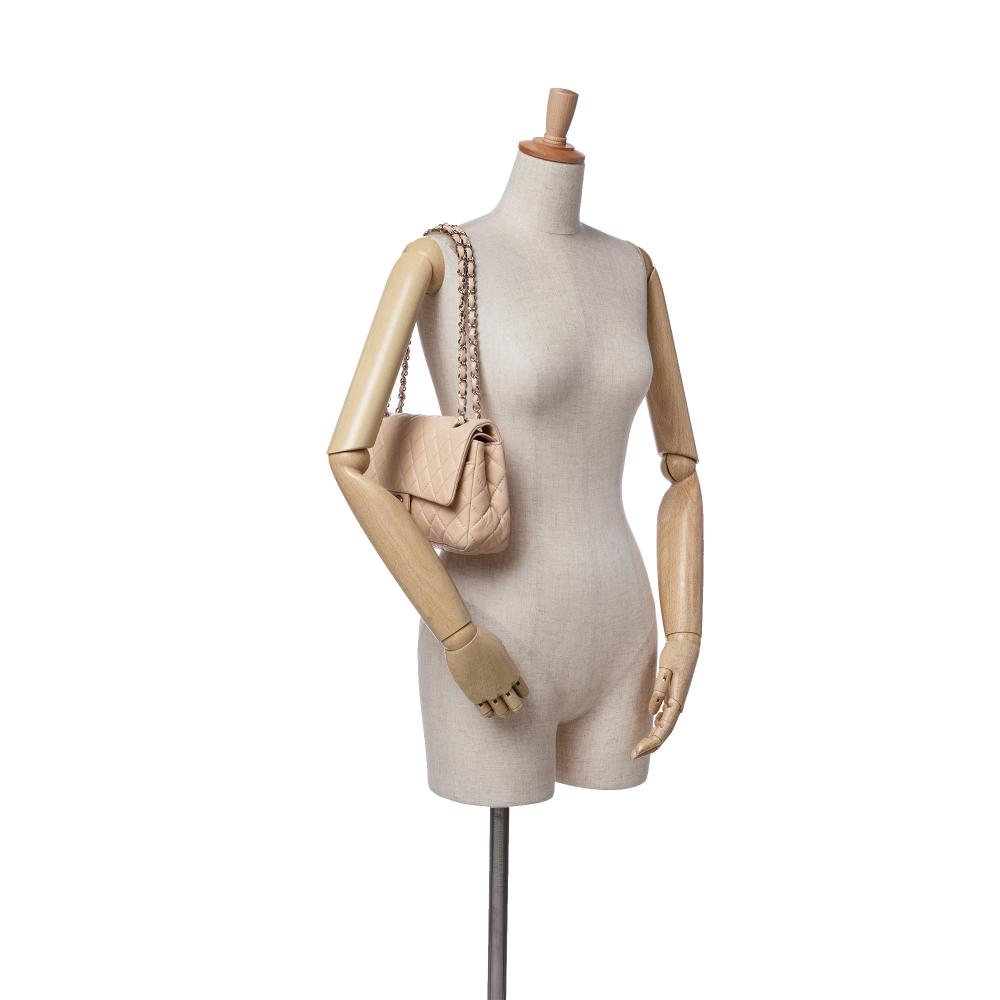 Beige Leather Chanel Flap Bag