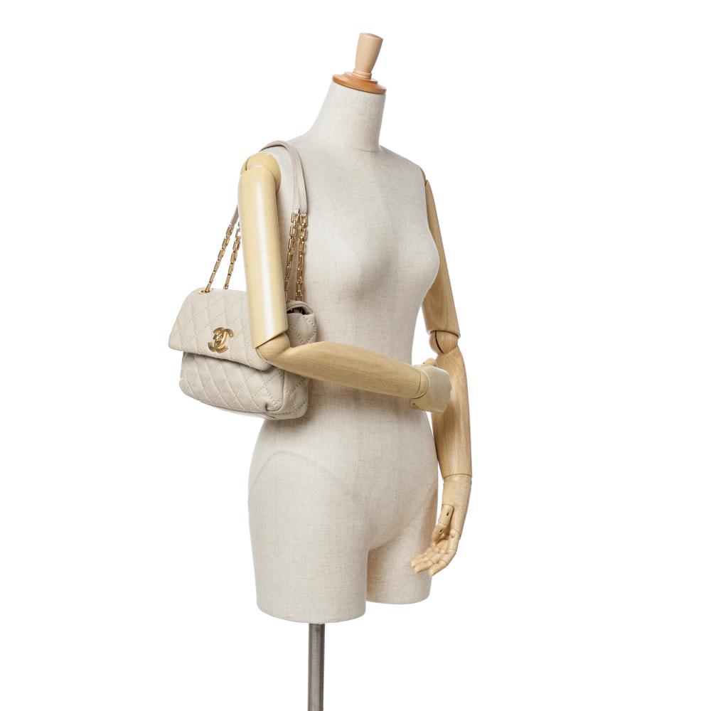 Beige Leather Chanel Flap Bag