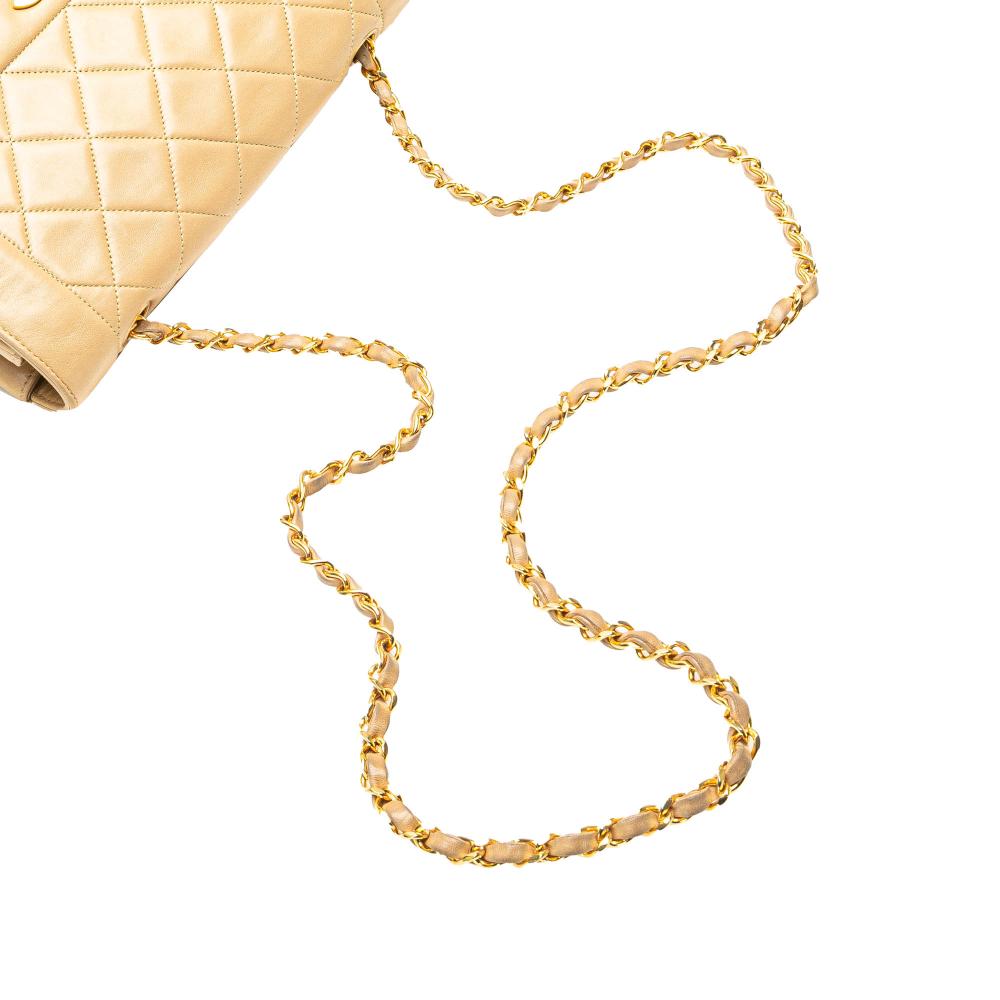 Beige Leather Chanel Flap Bag