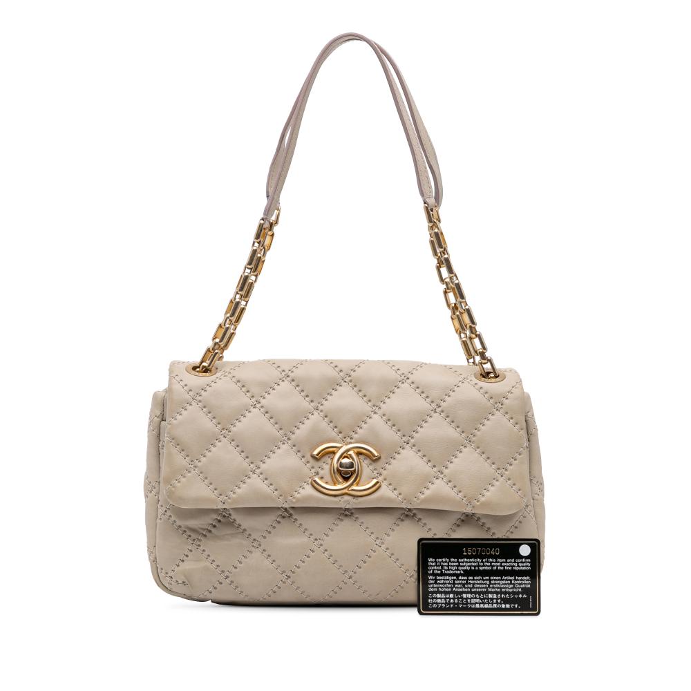 Beige Leather Chanel Flap Bag