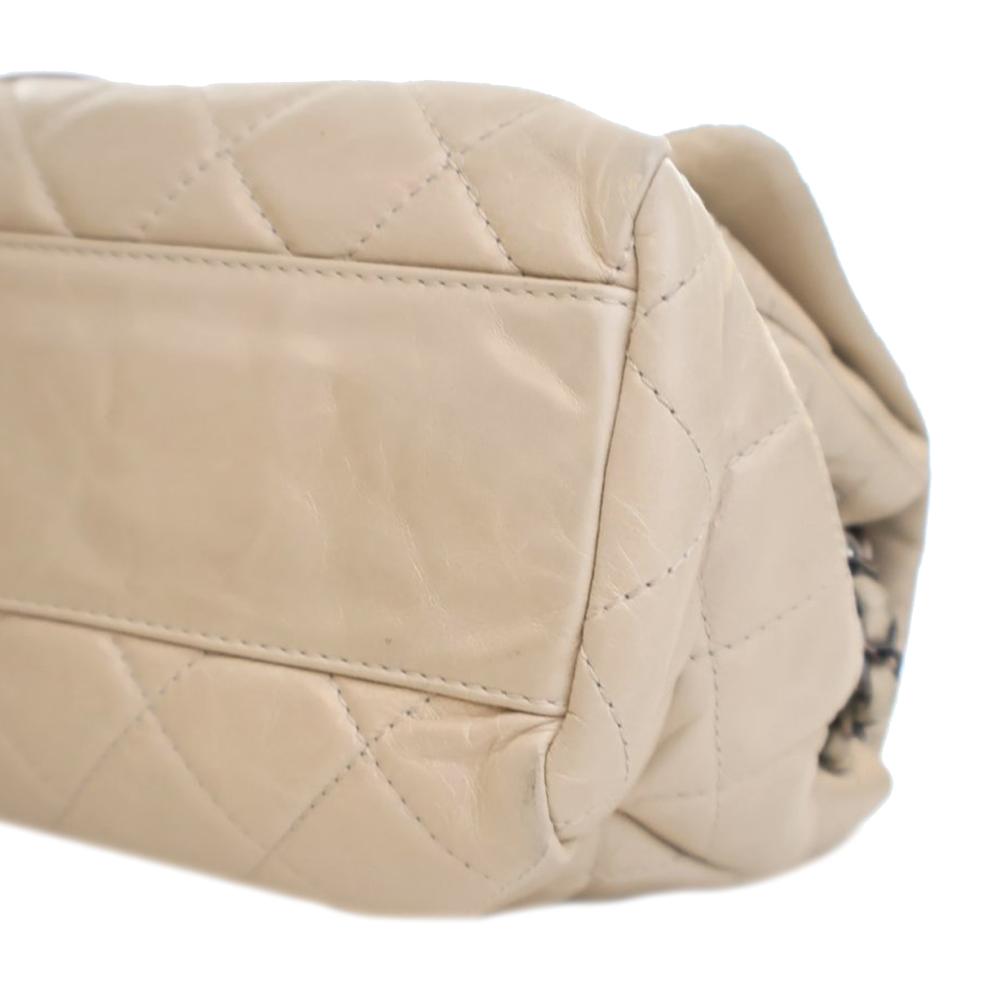 Beige Leather Chanel Flap Bag