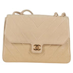 Beige Leather Chanel Shoulder Bag