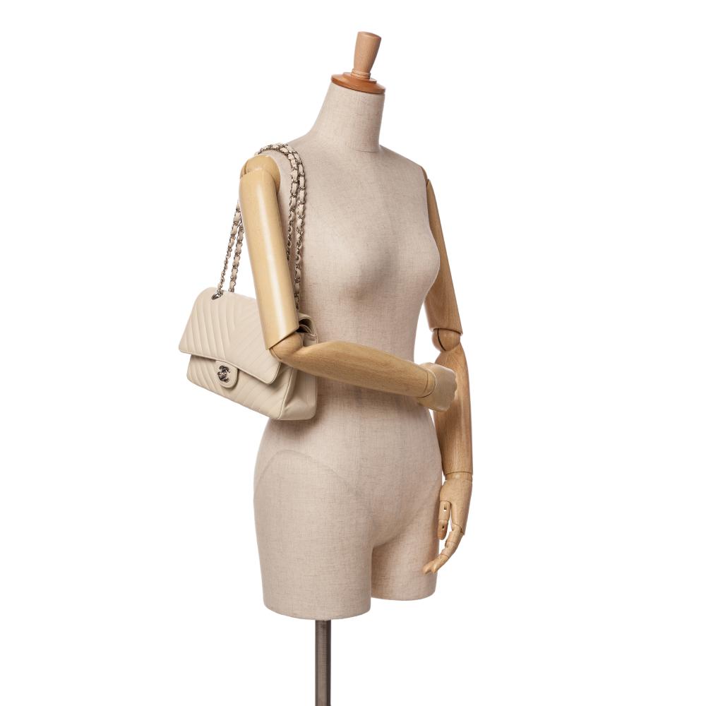 Beige Leather Chanel Flap Bag
