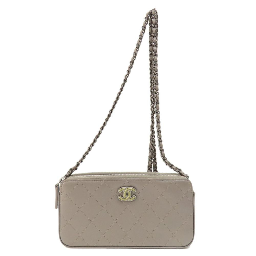 Beige Leather Chanel Shoulder Bag