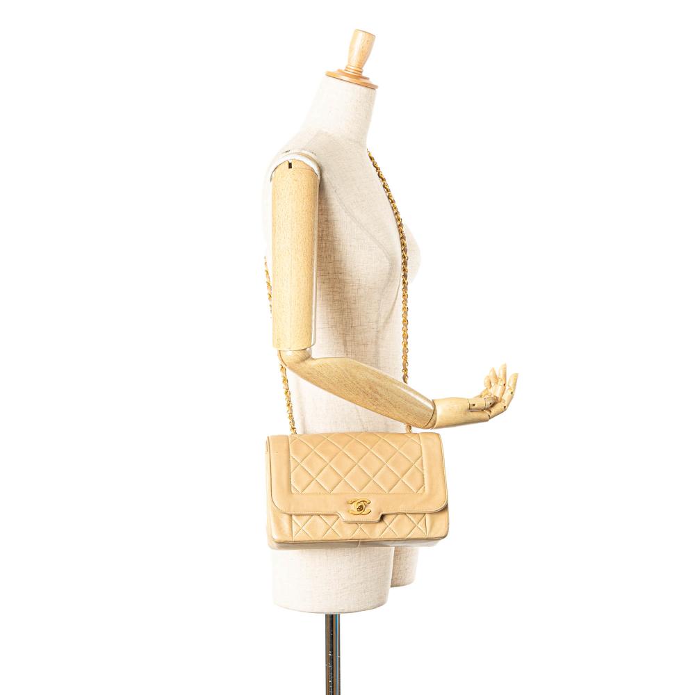 Beige Leather Chanel Flap Bag