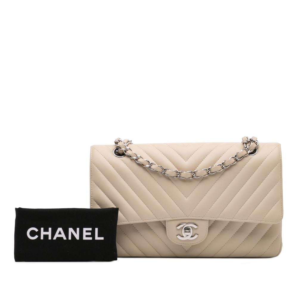 Beige Leather Chanel Flap Bag