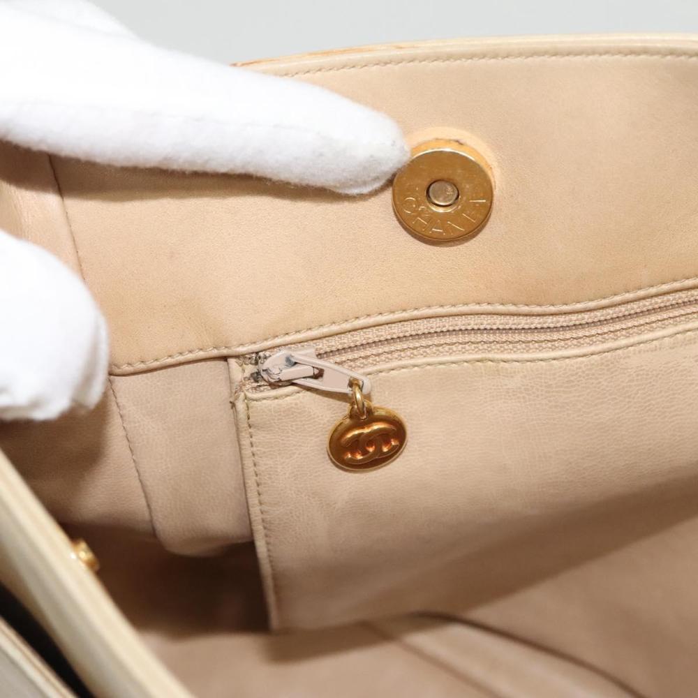 Beige Leather Chanel Shoulder Bag