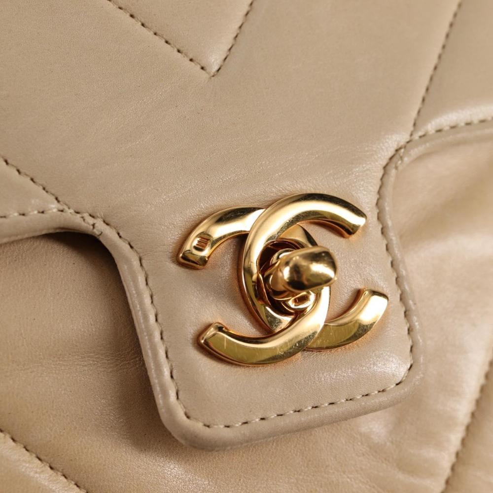 Beige Leather Chanel Shoulder Bag