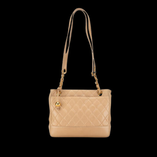 Beige Leather Chanel Shoulder Bag