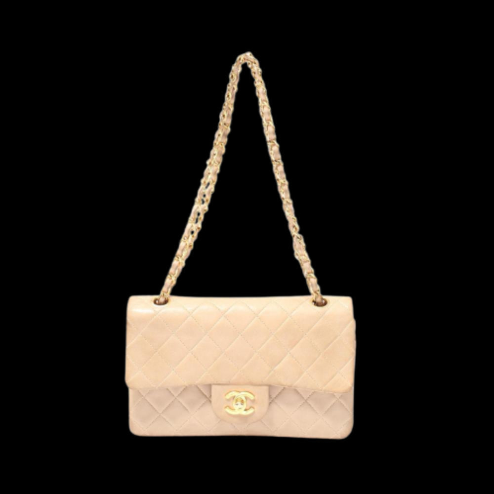 Beige Leather Chanel Flap Bag