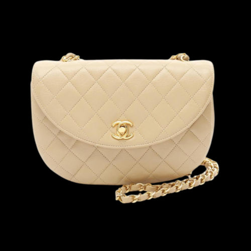 Beige Leather Chanel Shoulder Bag