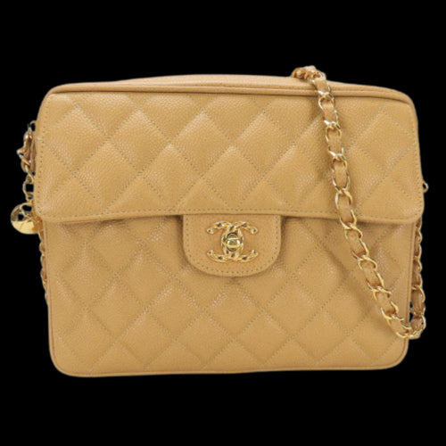 Beige Leather Chanel Shoulder Bag