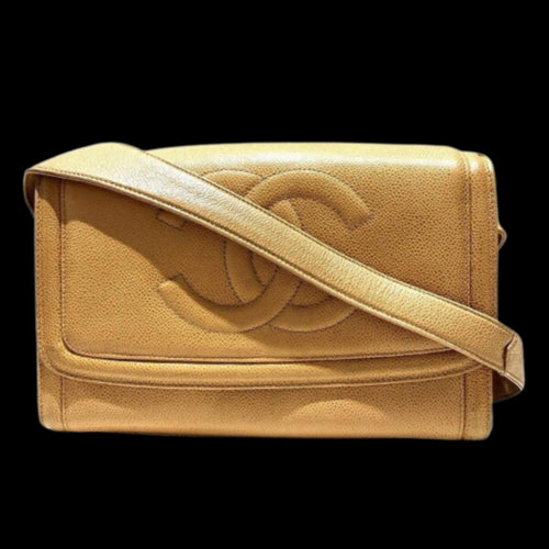 Beige Leather Chanel Shoulder Bag
