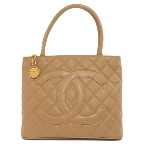 Beige Leather Chanel Tote
