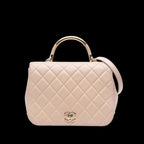 Beige Leather Chanel Flap Bag