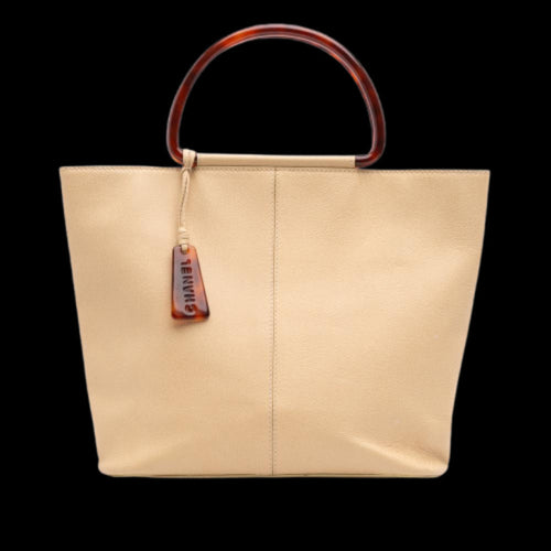 Beige Leather Chanel Tote