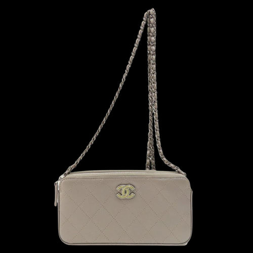 Beige Leather Chanel Shoulder Bag