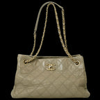 Beige Leather Chanel Shoulder Bag