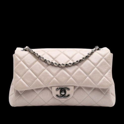 Beige Leather Chanel Flap Bag