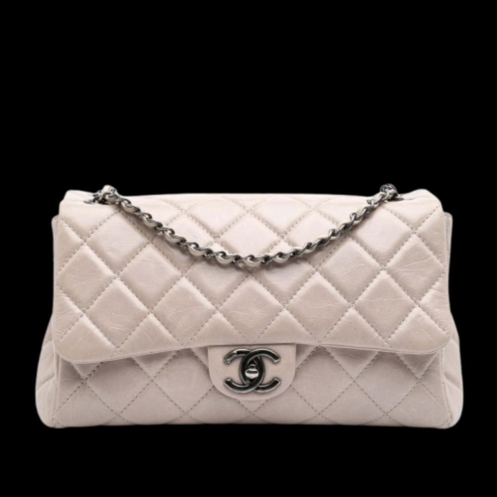 Beige Leather Chanel Flap Bag
