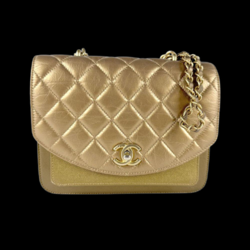 Beige Leather Chanel Shoulder Bag