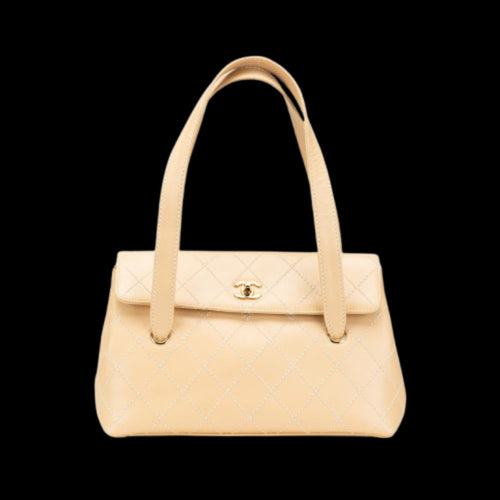 Beige Leather Chanel Flap Bag