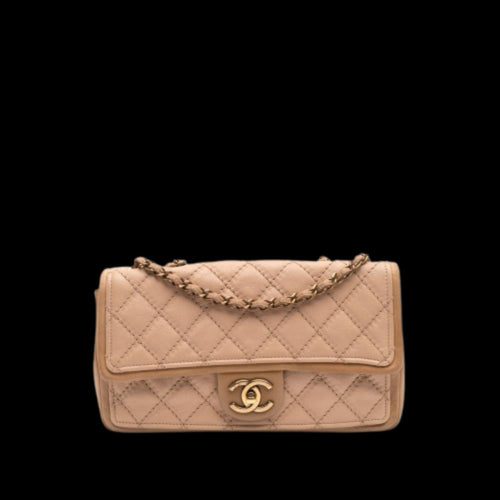 Beige Leather Chanel Flap Bag