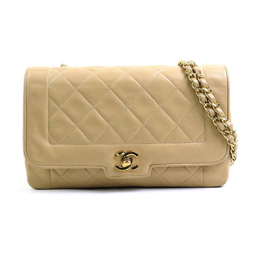 Beige Leather Chanel Shoulder Bag