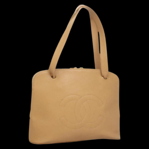 Beige Leather Chanel Shoulder Bag