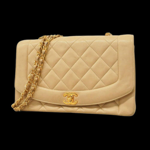 Beige Leather Chanel Shoulder Bag