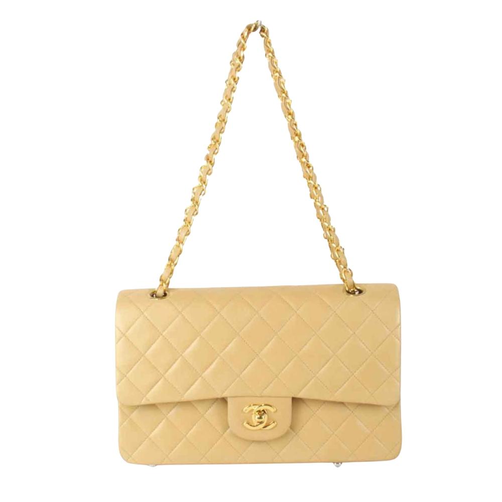 Beige Leather Chanel Flap Bag