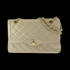 Beige Leather Chanel Flap Bag