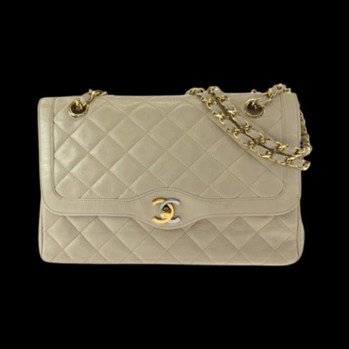 Beige Leather Chanel Flap Bag