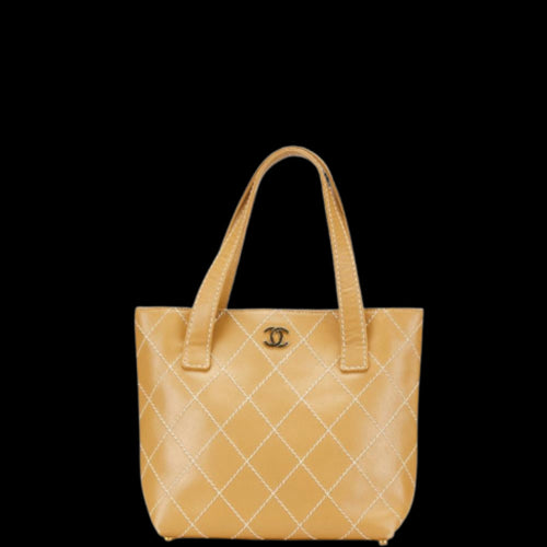Beige Leather Chanel Tote